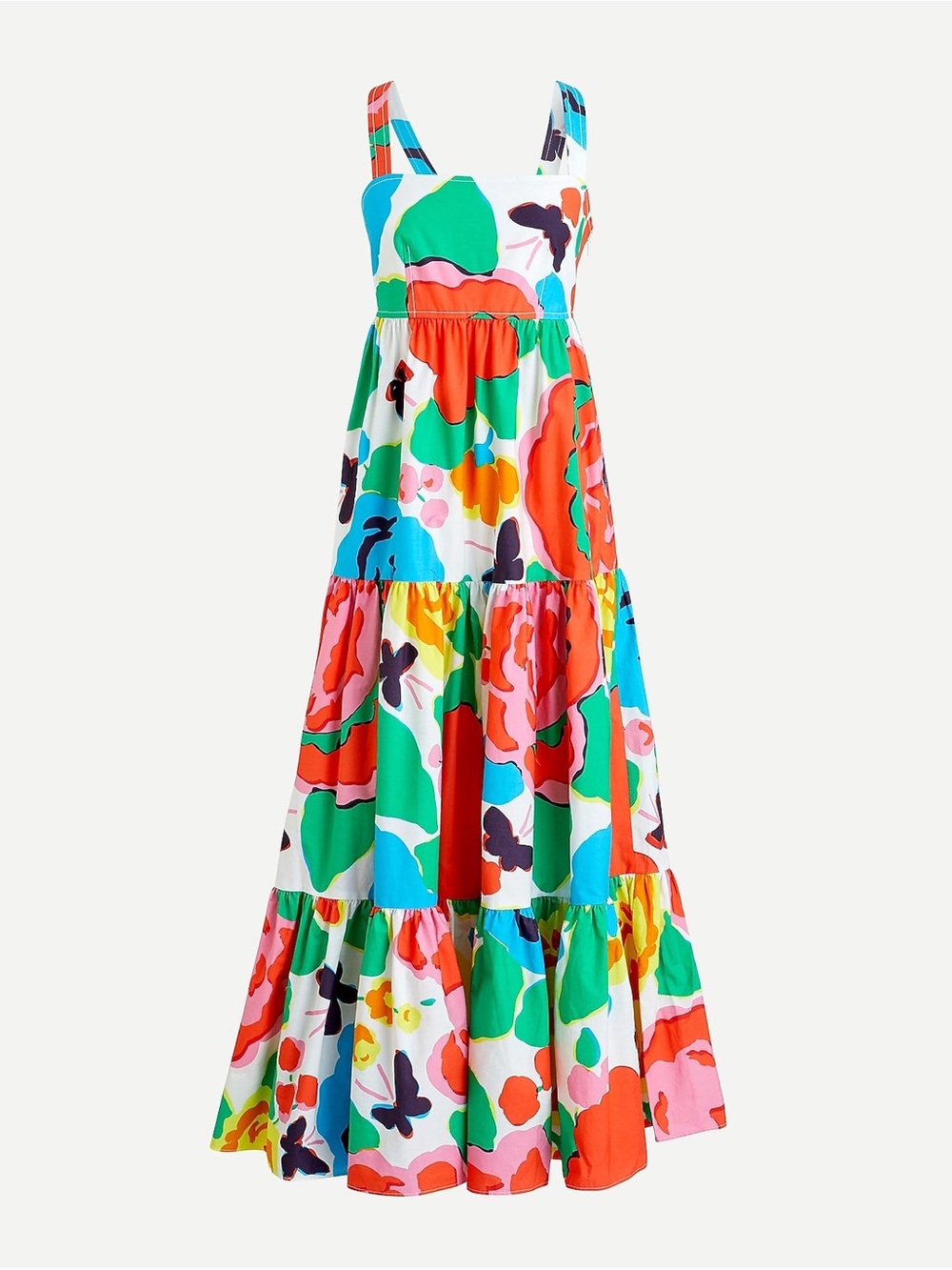 J Crew Tiered Floral Print Maxi Dress in Multicolor